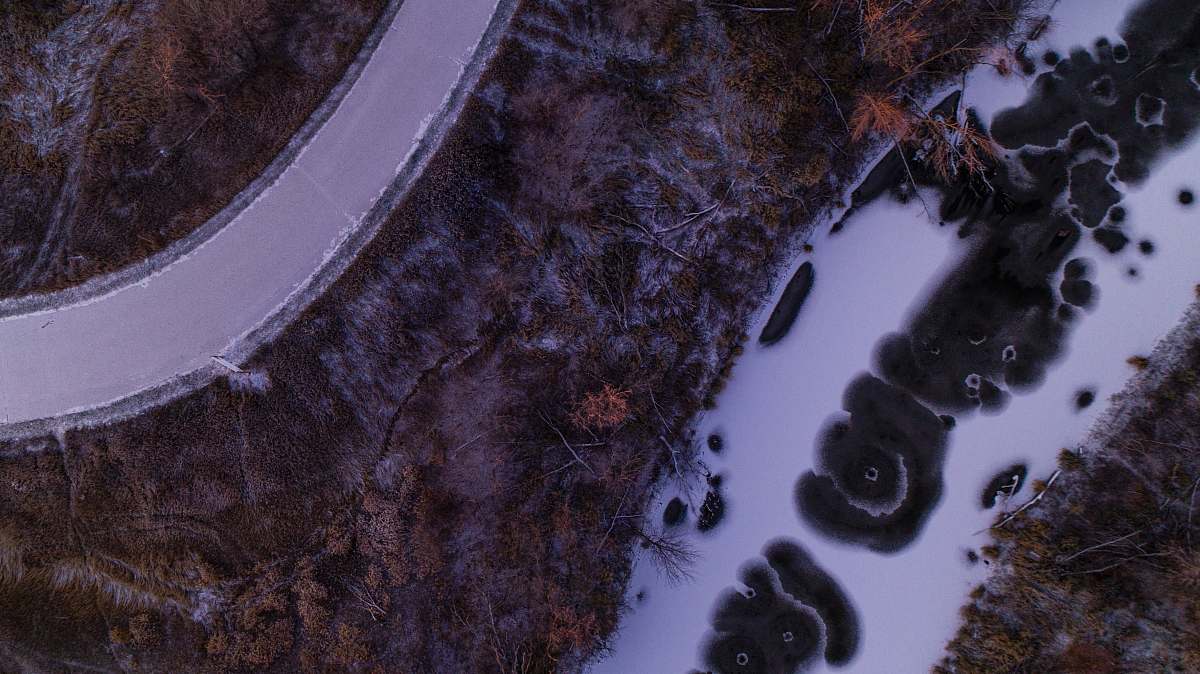 snow  wild rice river
